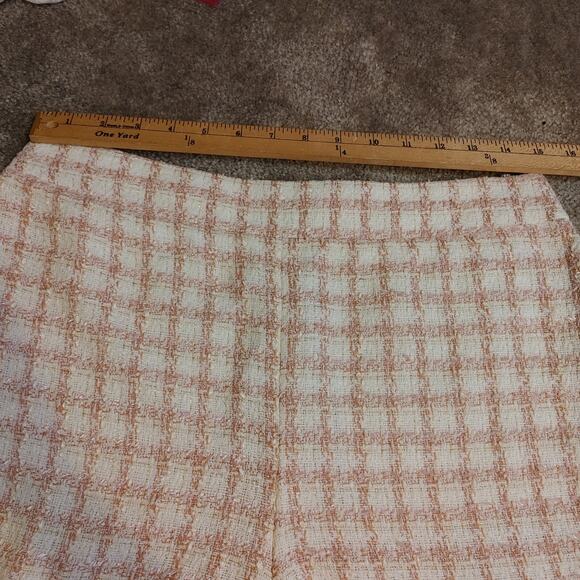 Ann Taylor Size 8 Tweed Shorts Pink White Square Zipper Side Pockets Pastel - Picture 5 of 11